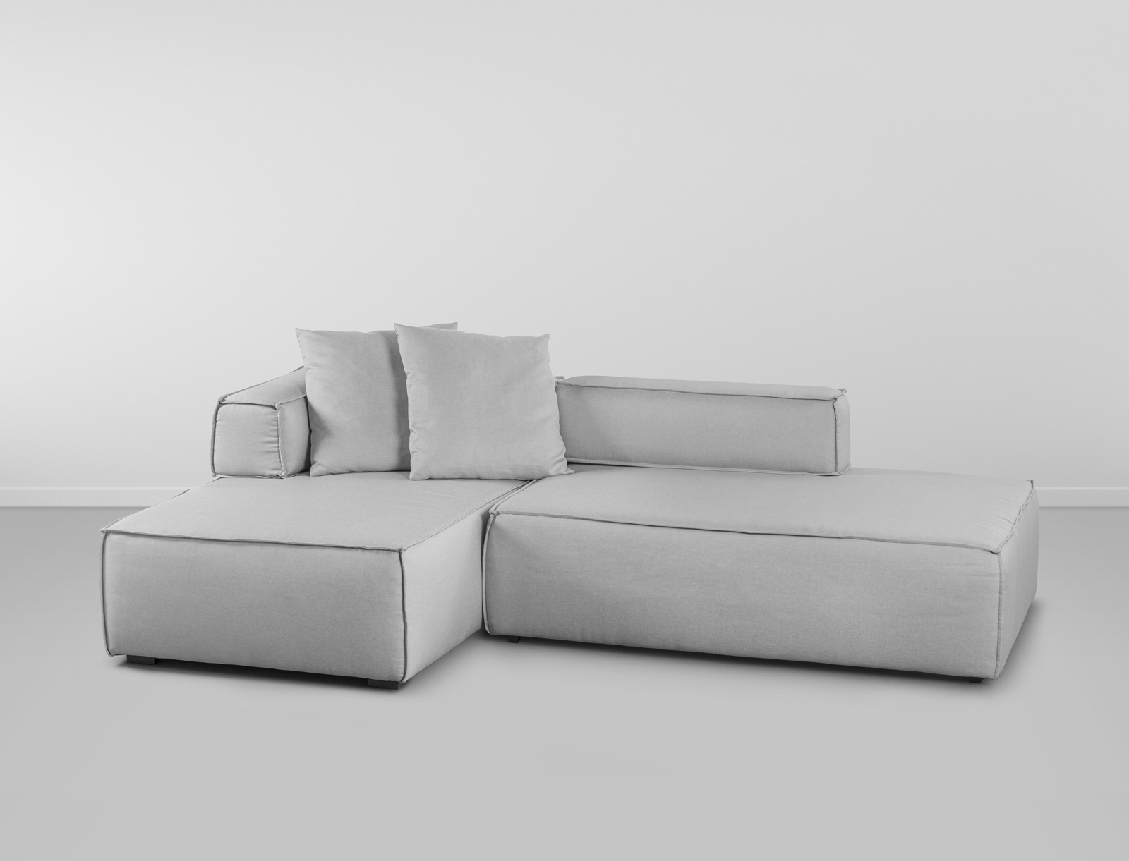 Sofa Ibirapuera c/ 2 Mod. Encosto e Almofada - Cinza Claro L:2m